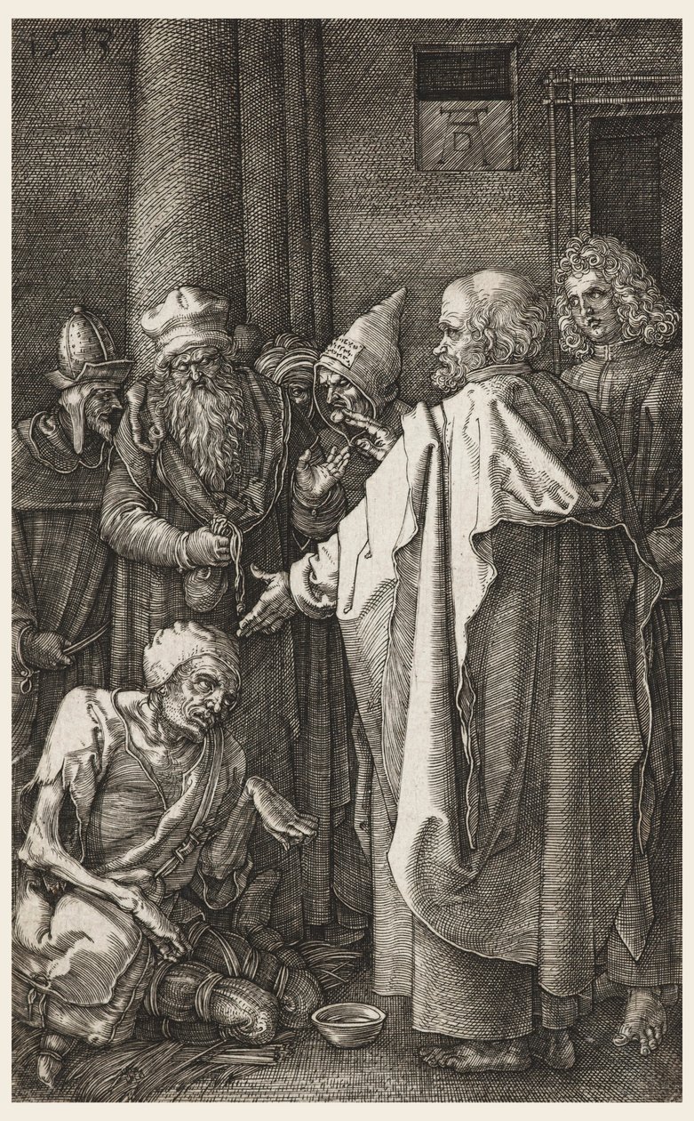 S. Pedro e S. João curando o coxo na porta do templo de Albrecht Dürer