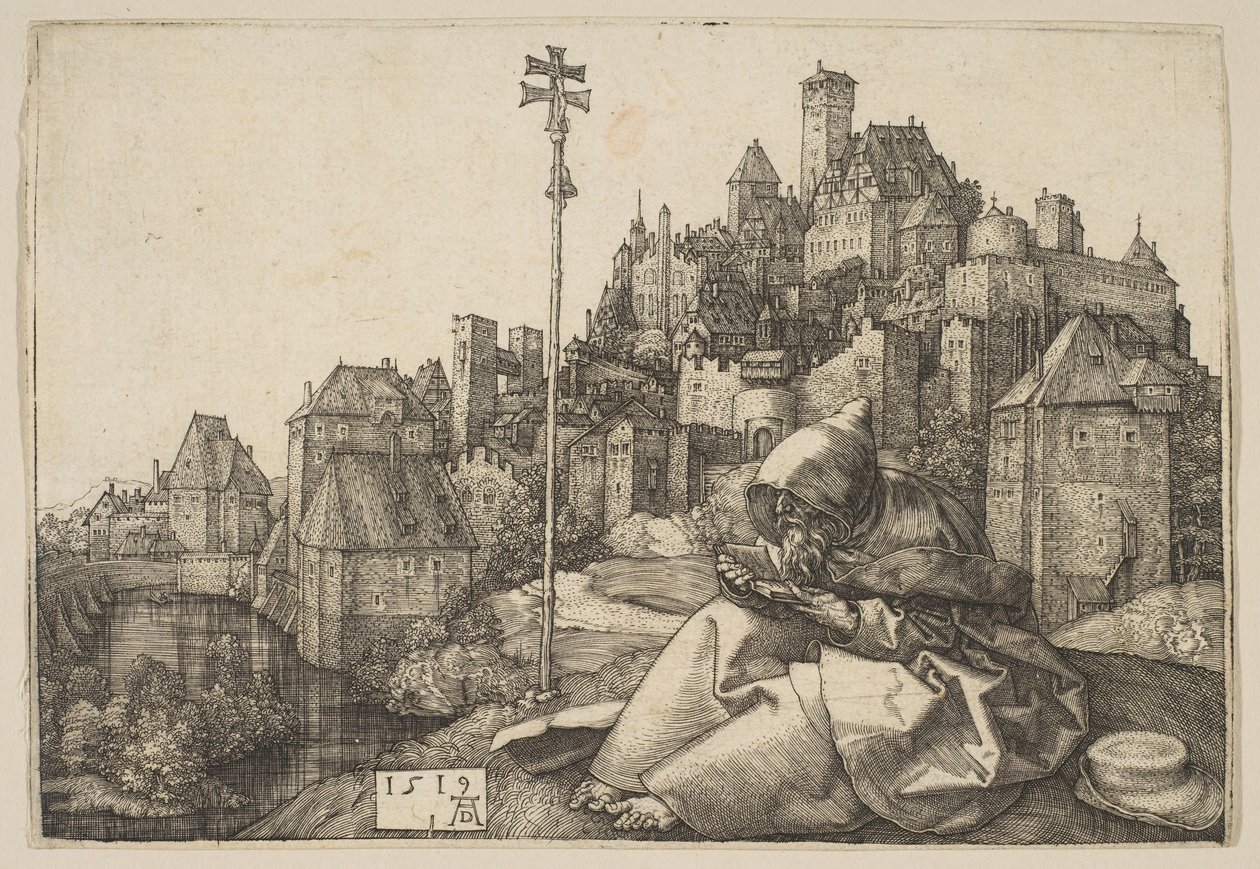 Leitura de Santo Antônio, 1519. de Albrecht Dürer