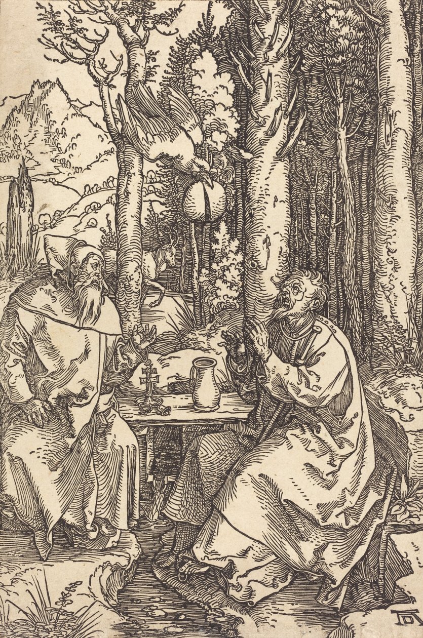 Santo Antônio e São Paulo no Deserto, c. 1504. de Albrecht Dürer