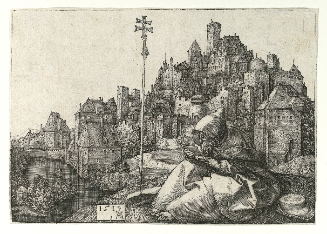 Santo Antônio lendo. 1519 de Albrecht Dürer
