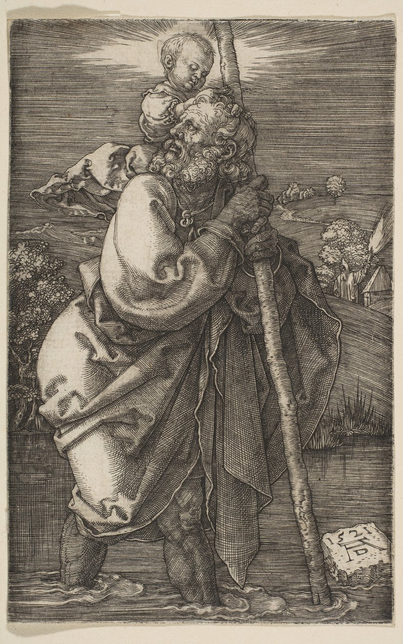 São Cristóvão, de frente para a esquerda, 1521. de Albrecht Dürer