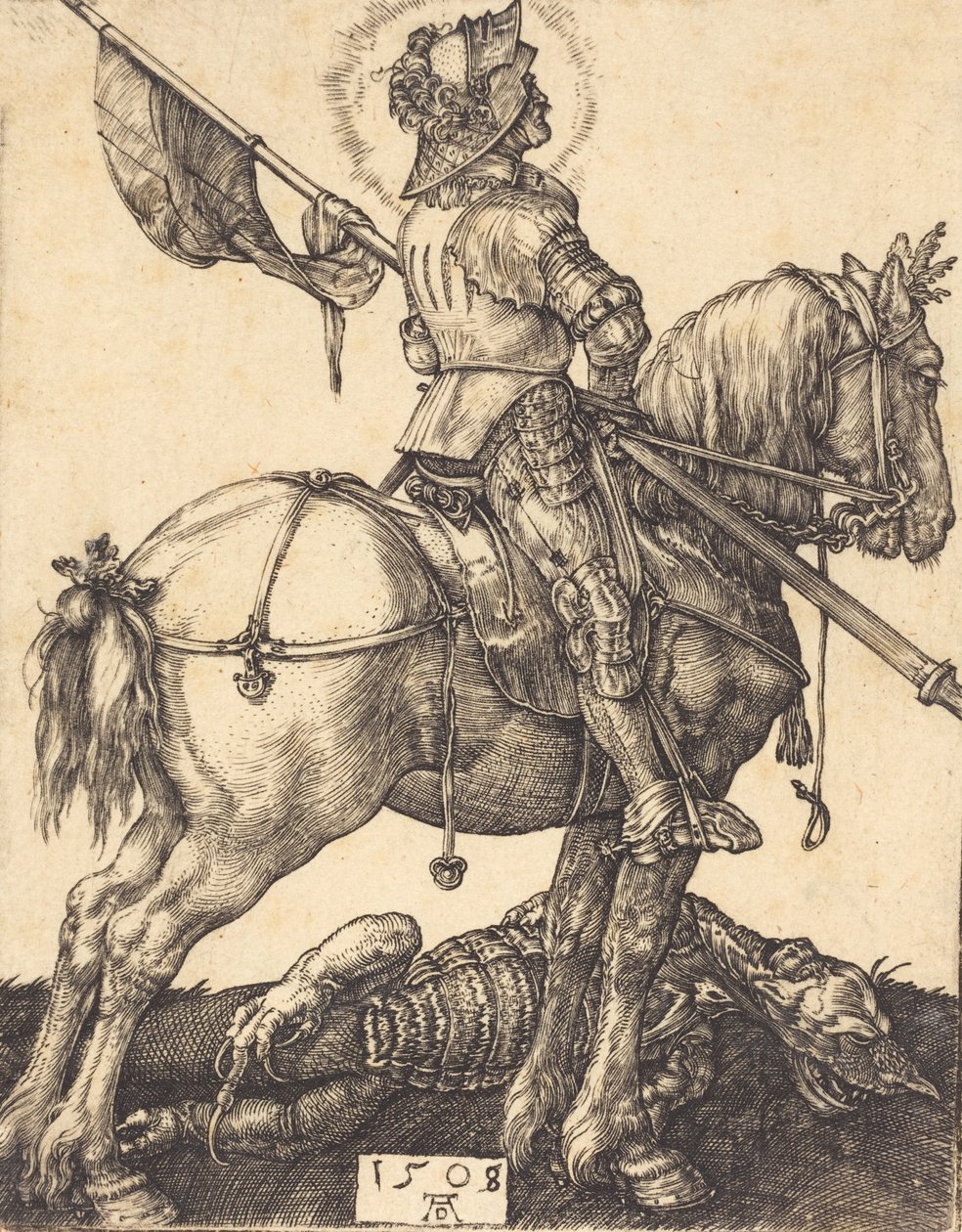 São Jorge a cavalo, 1508. de Albrecht Dürer