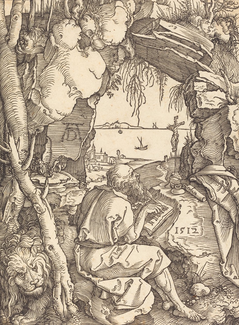 São Jerônimo em uma caverna, 1512. de Albrecht Dürer