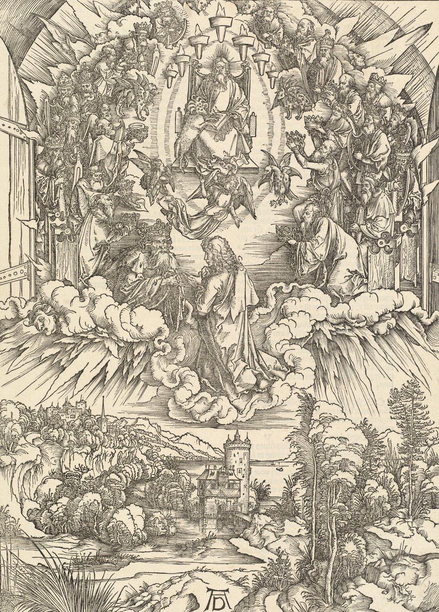 São João diante de Deus e dos Anciãos, 1498. de Albrecht Dürer