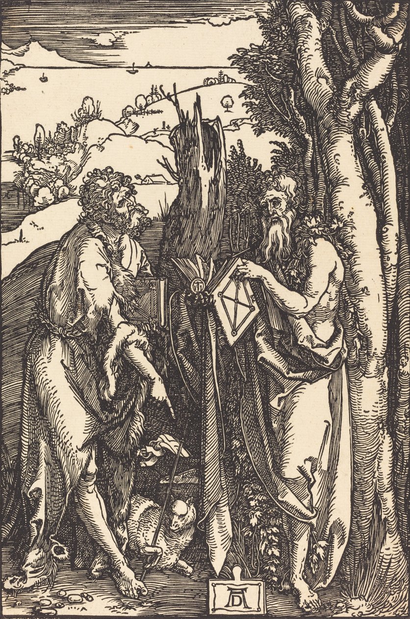 São João Batista e São Onufrio, c. 1504. de Albrecht Dürer