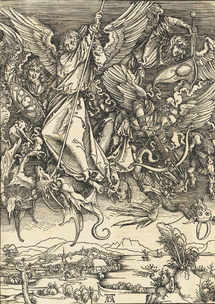 São Miguel Lutando contra o Dragão, provavelmente c. 14961498 publicado 1511. de Albrecht Dürer