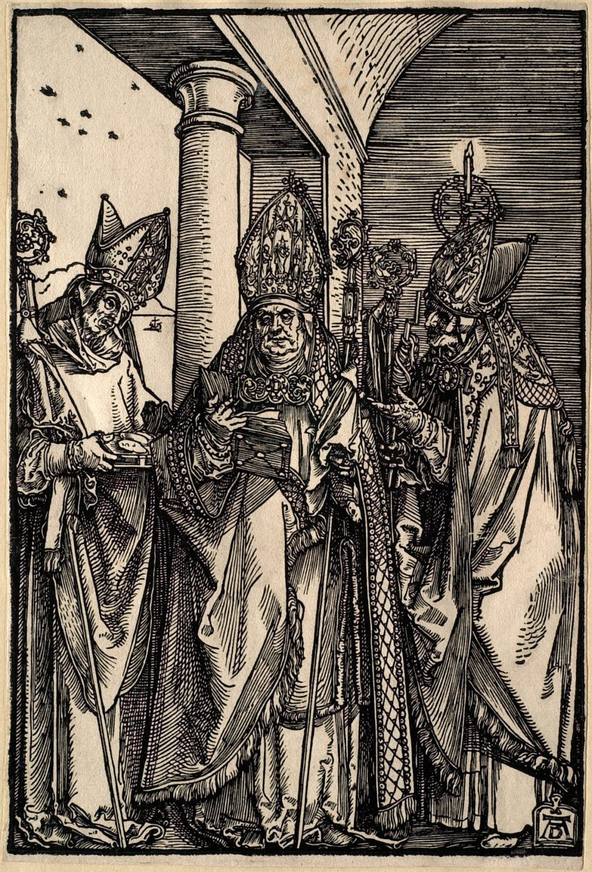 Os santos Nicolau, Ulrico e Erasmo de Albrecht Dürer