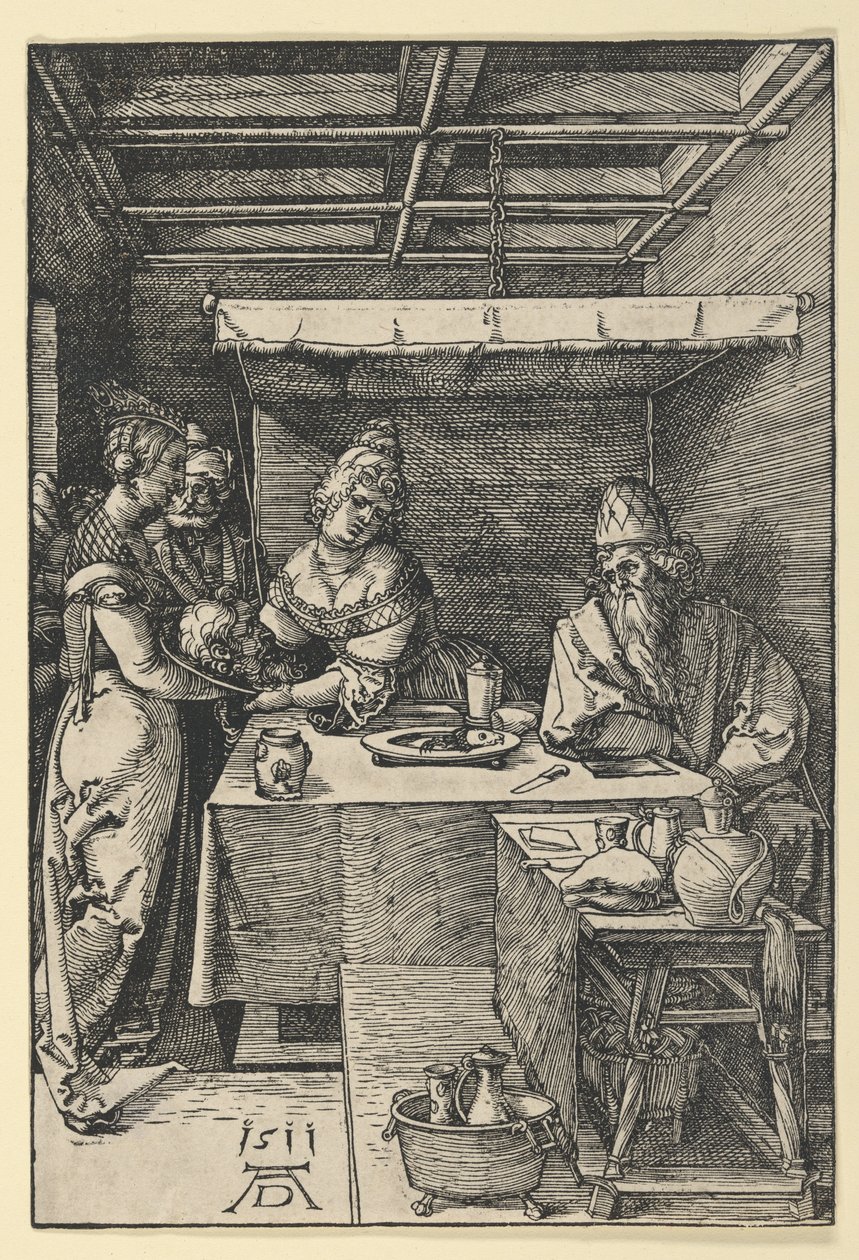 Salomé a entregar a cabeça de São João Batista à sua mãe, Herodias de Albrecht Dürer