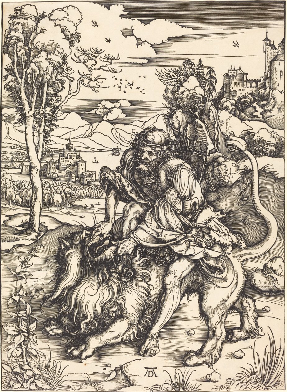 Sansão lutando com o leão de Albrecht Dürer