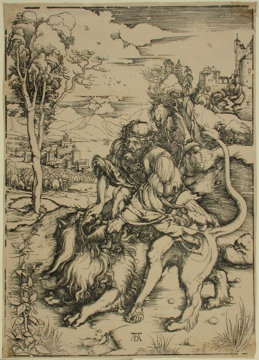 Sansão a lutar com o leão de Albrecht Dürer