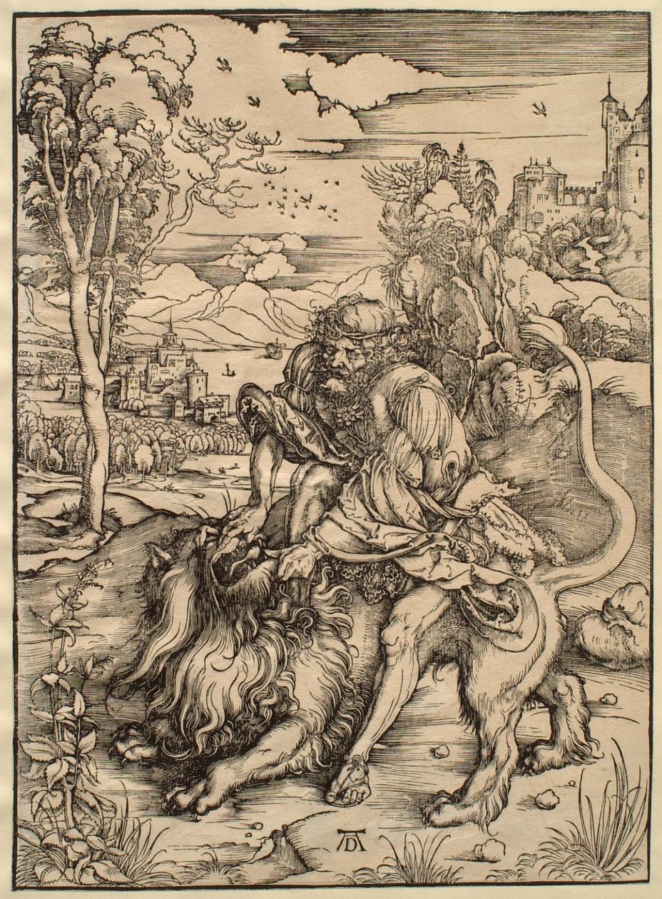 Sansão lutando com o leão de Albrecht Dürer