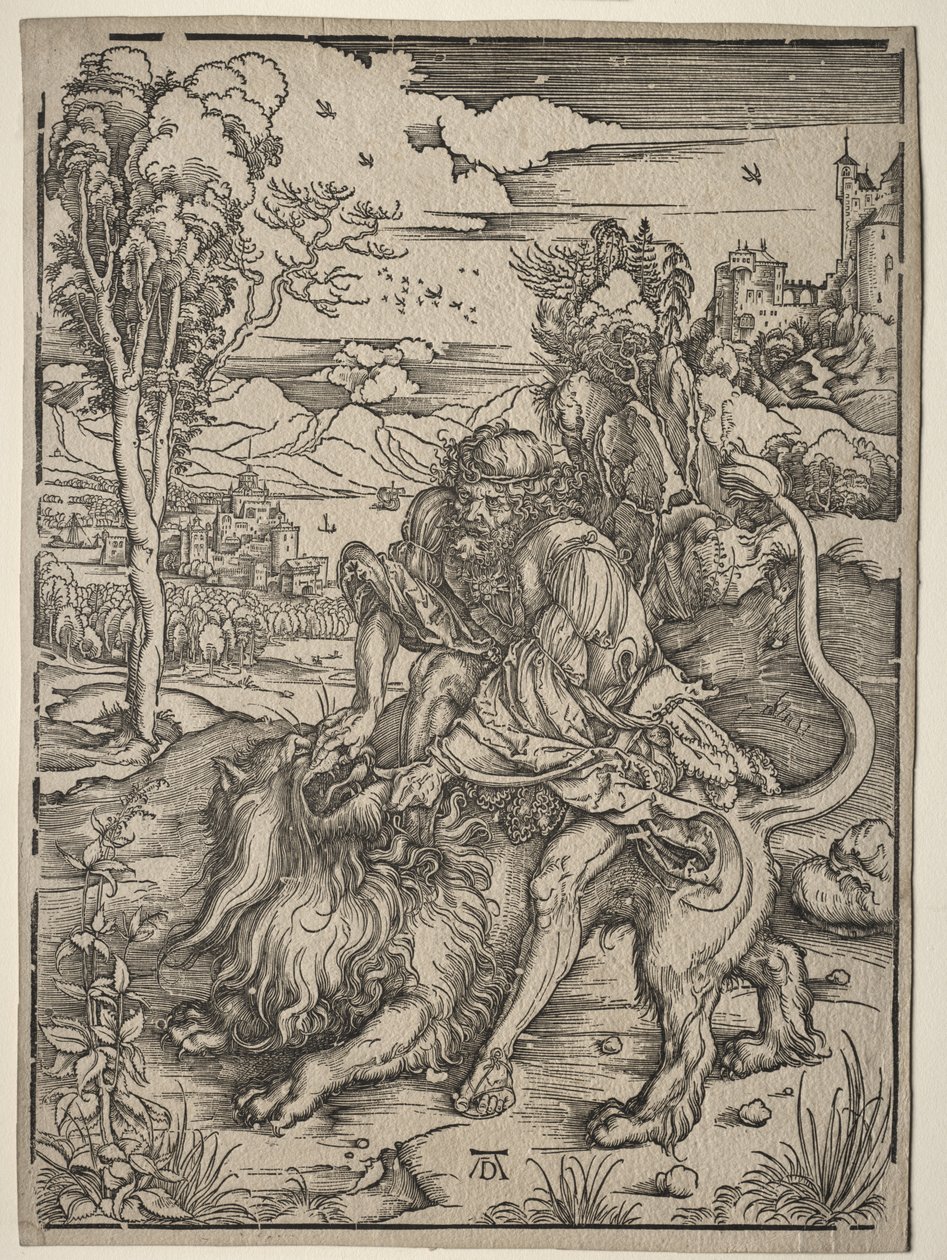 Sansão a matar o leão de Albrecht Dürer