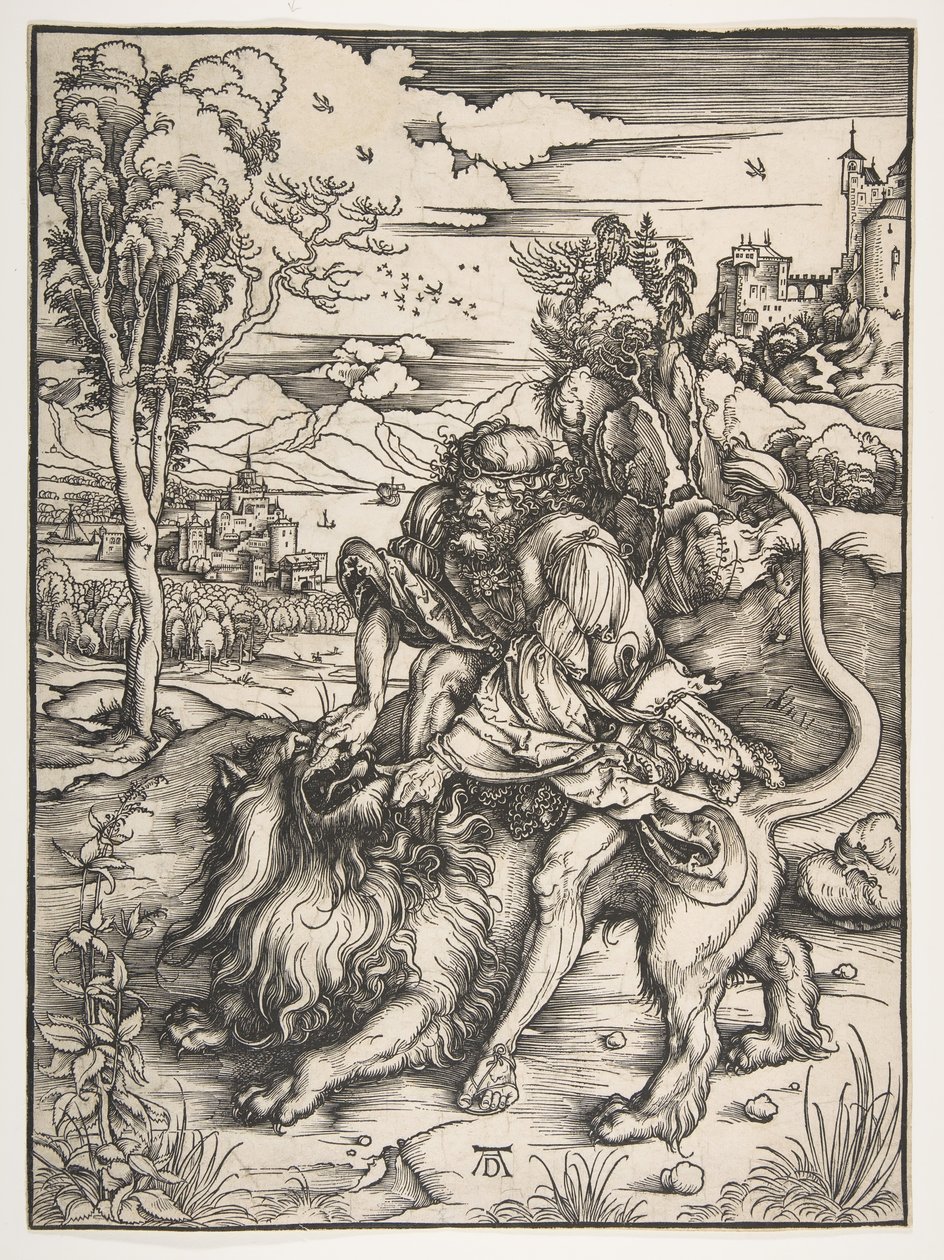Sansão Rending the Lion, ca. 1497-98. de Albrecht Dürer