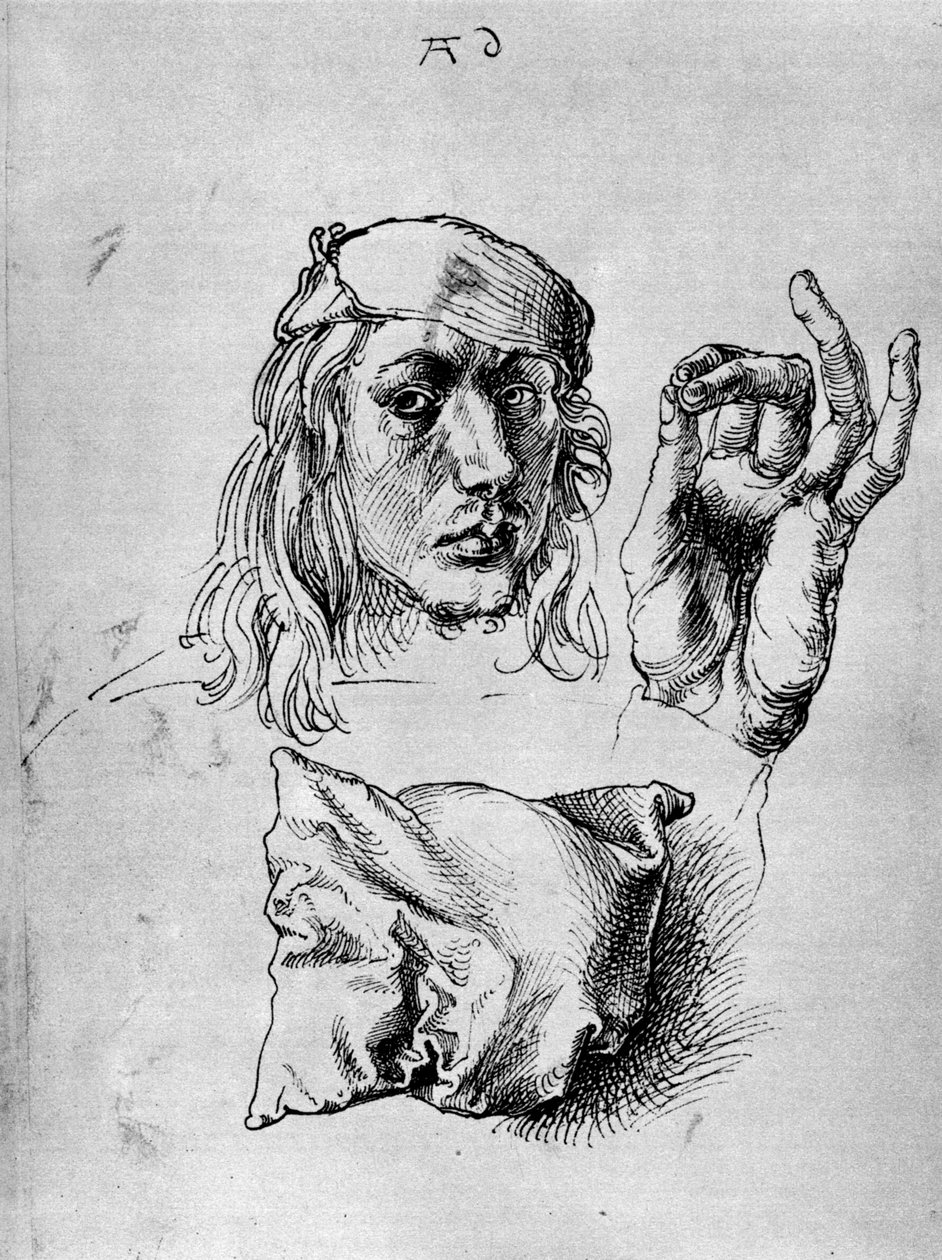 Auto-retrato com um travesseiro, 1493, 1936 de Albrecht Dürer