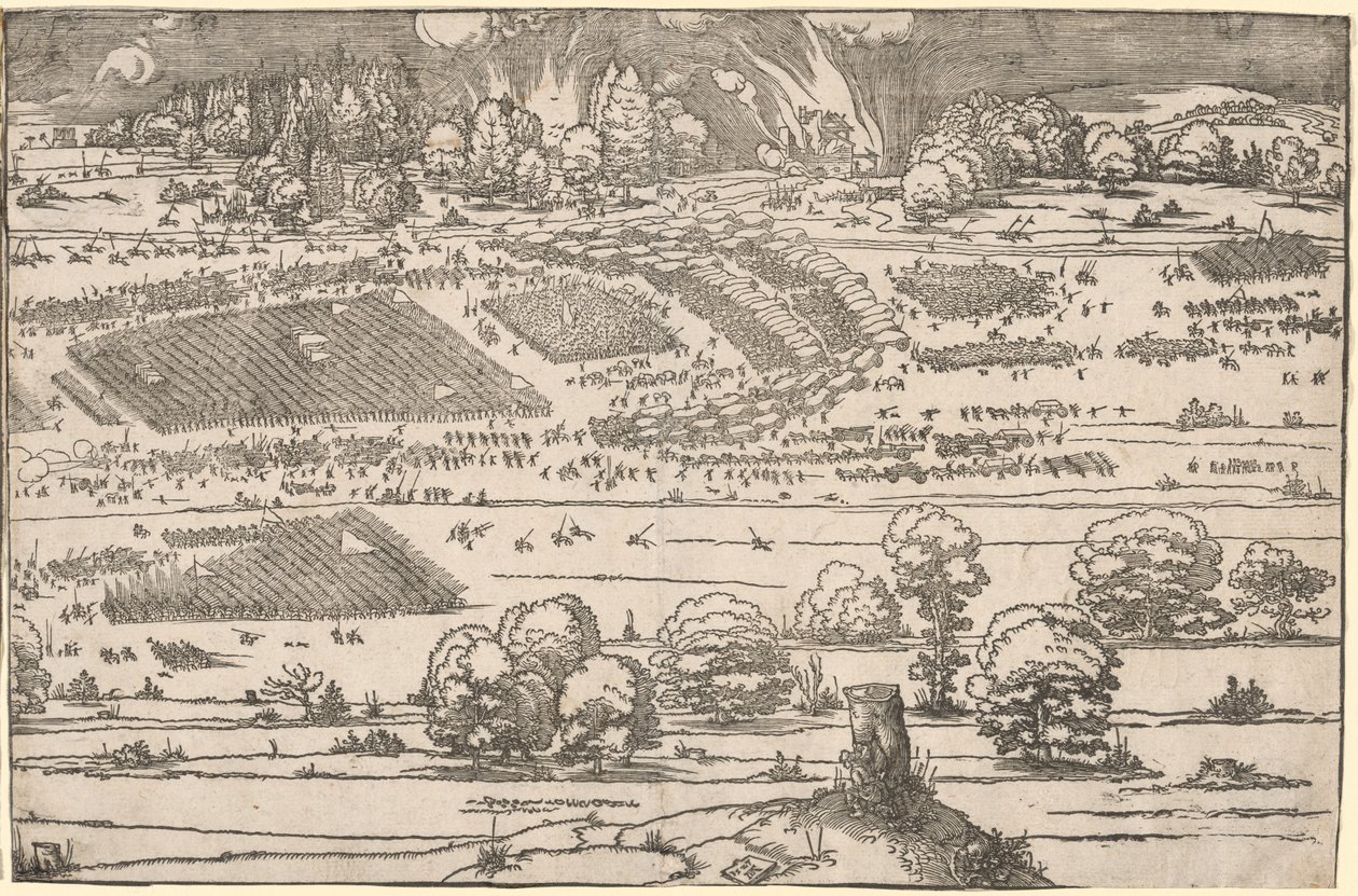 Cerco de uma Fortaleza: Parte Esquerda de Albrecht Dürer