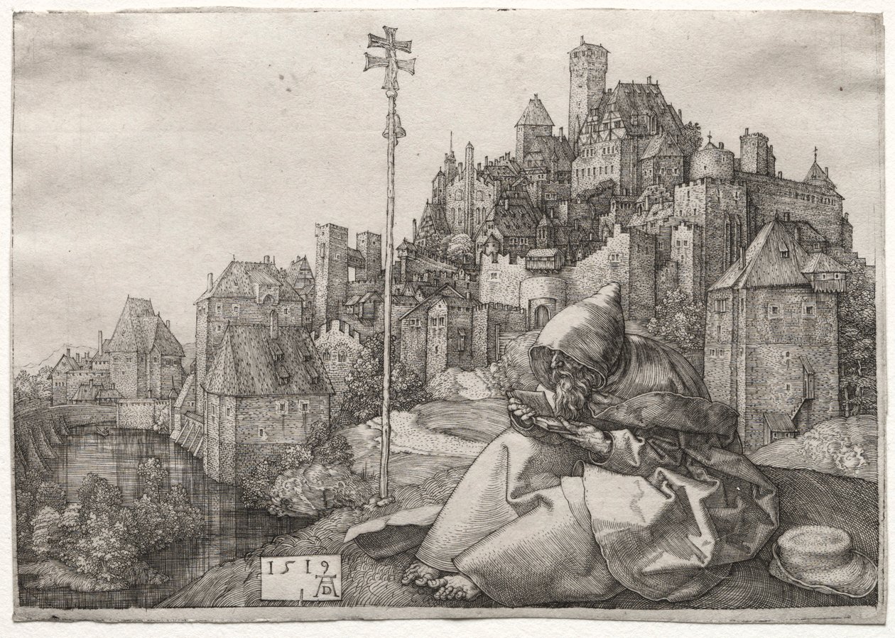 Leitura de Santo Antônio, 1519. de Albrecht Dürer