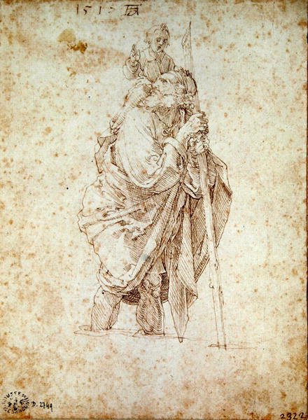 São Cristóvão Levando o Menino Jesus, 1515 de Albrecht Dürer