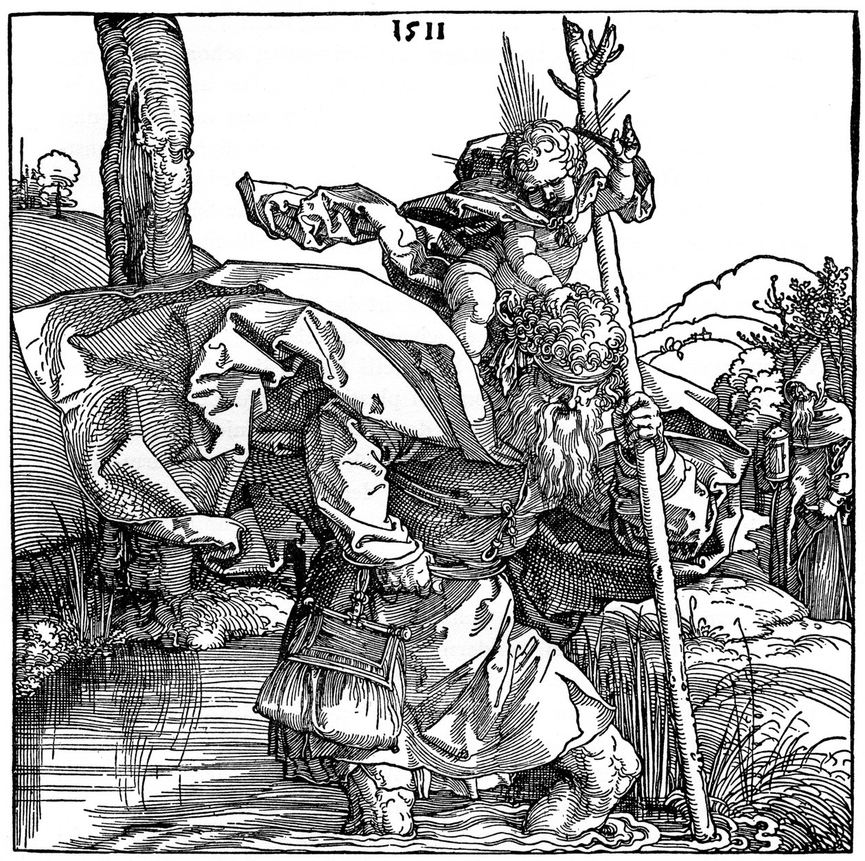 São Cristóvão carregando o Cristo Infantil, 1511, 1936 de Albrecht Dürer