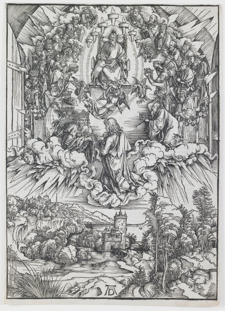 São João perante Deus e os Anciãos, da série "O Apocalipse". de Albrecht Dürer