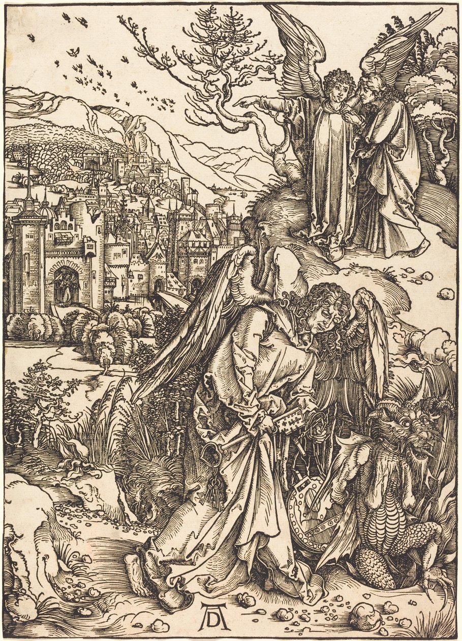 O anjo com a chave do abismo sem fundo de Albrecht Dürer