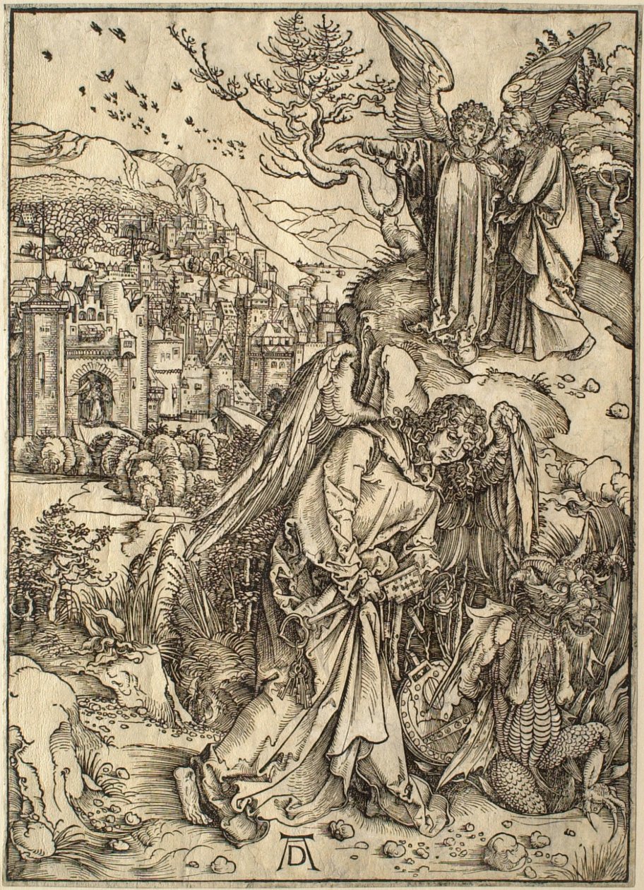 O Apocalipse: o anjo com a chave do abismo de Albrecht Dürer