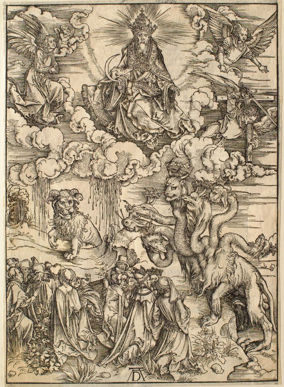 O Apocalipse: a besta com dois chifres como um cordeiro de Albrecht Dürer