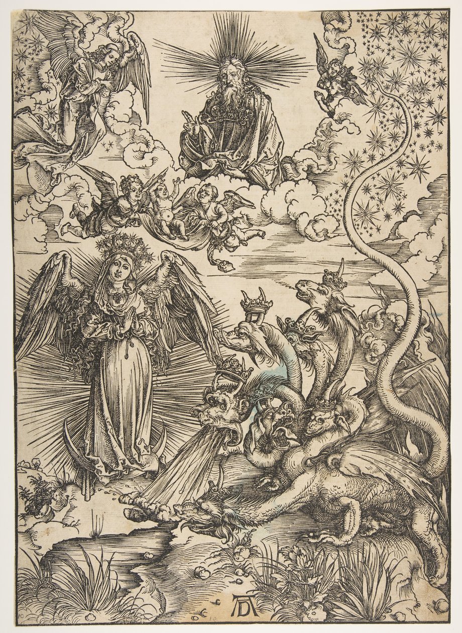 A mulher apocalíptica, de The Apocalypse, Latin Edition, 1511, 1511. de Albrecht Dürer