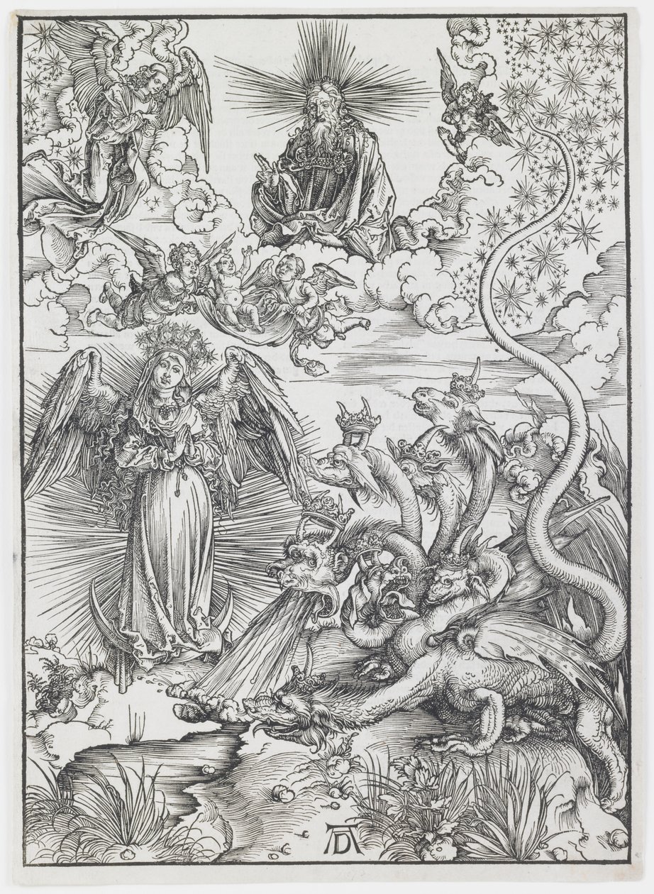 A Mulher Apocalíptica, da série "O Apocalipse". de Albrecht Dürer