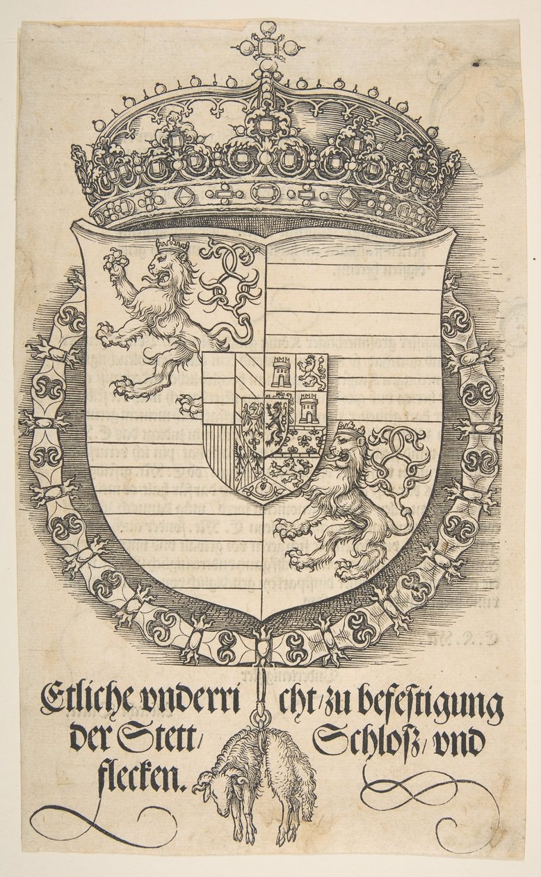 Os braços de Fernando I, rei da Hungria e Boêmia. de Albrecht Dürer