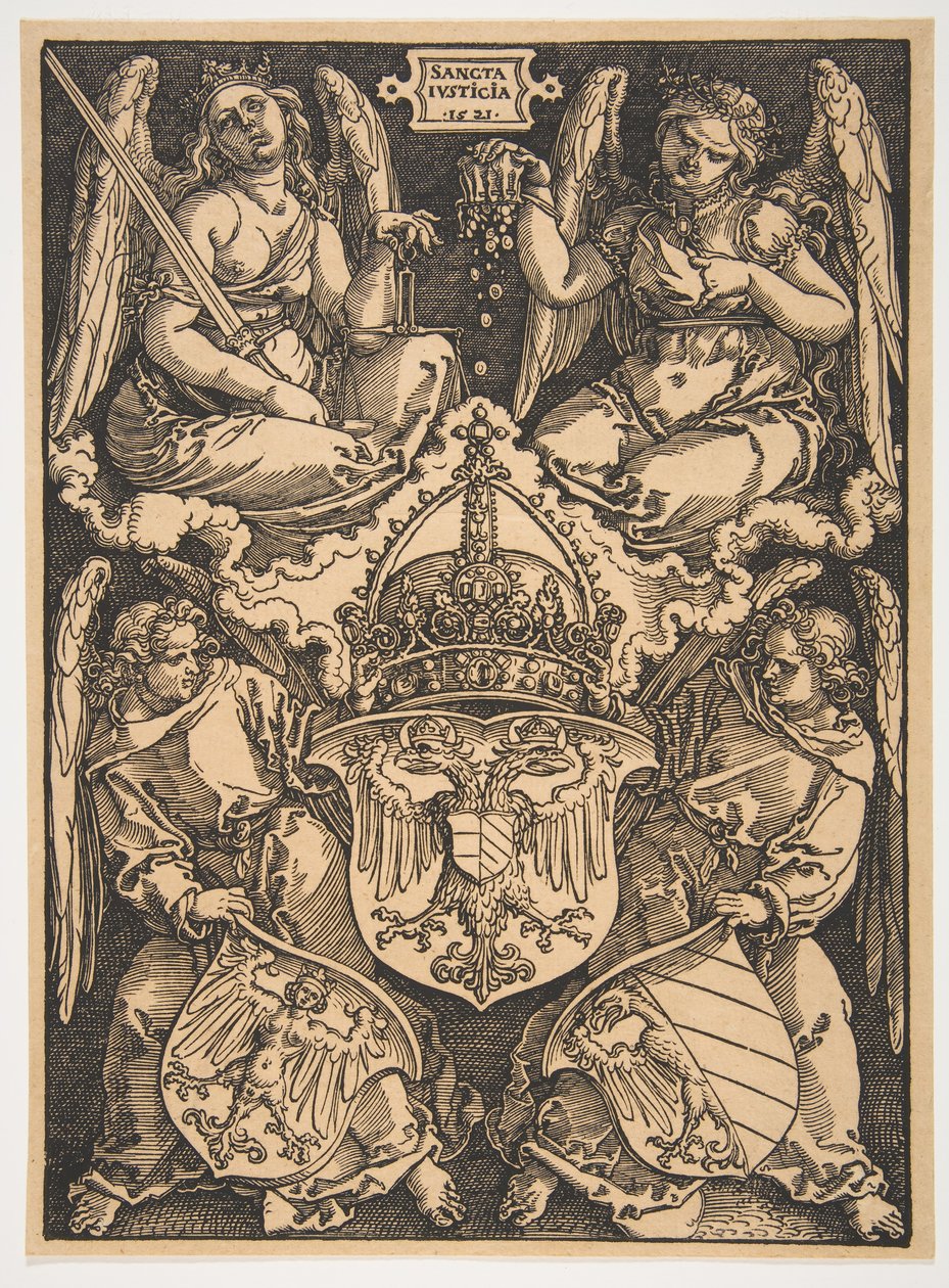 Os braços do Sacro Império Romano e da cidade de Nuremberg.nd de Albrecht Dürer