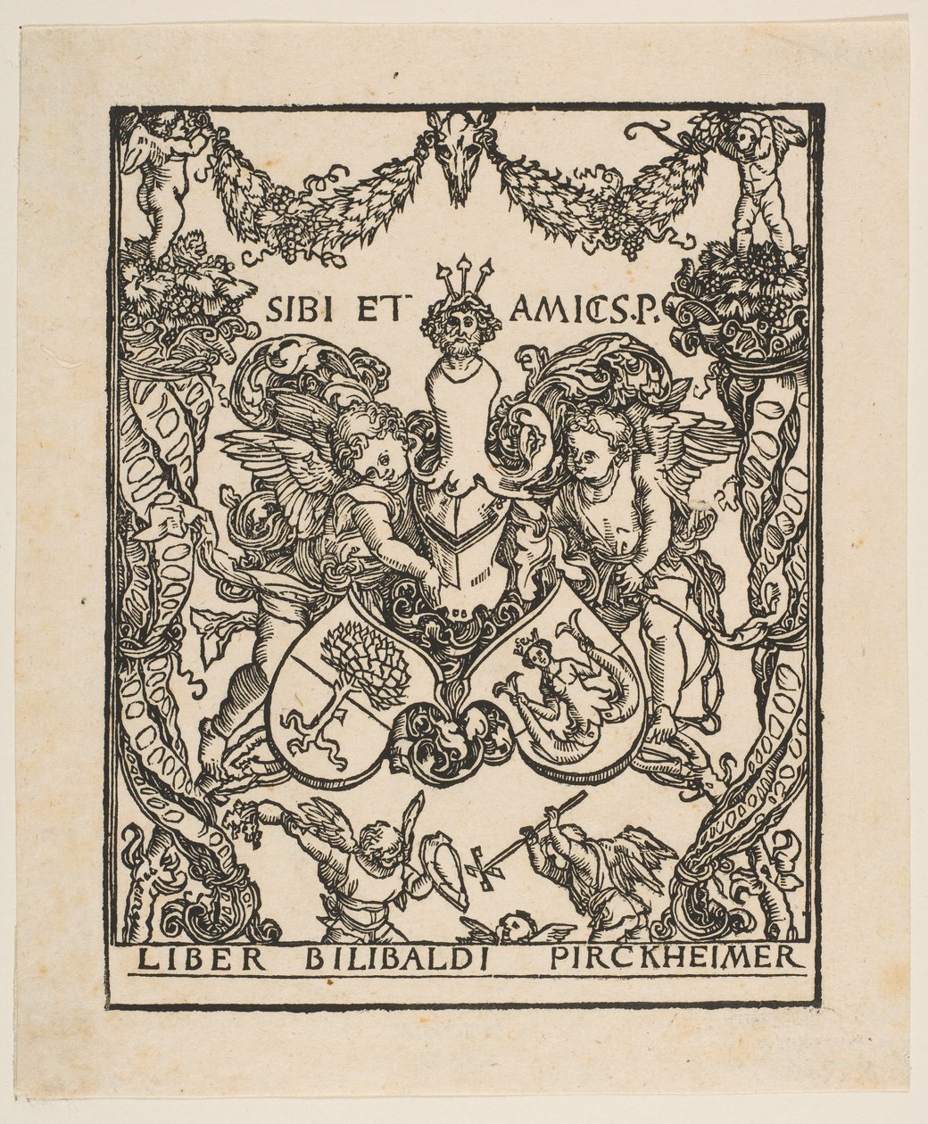 O Bookplate de Willibald Pirckheimer.n.d. de Albrecht Dürer