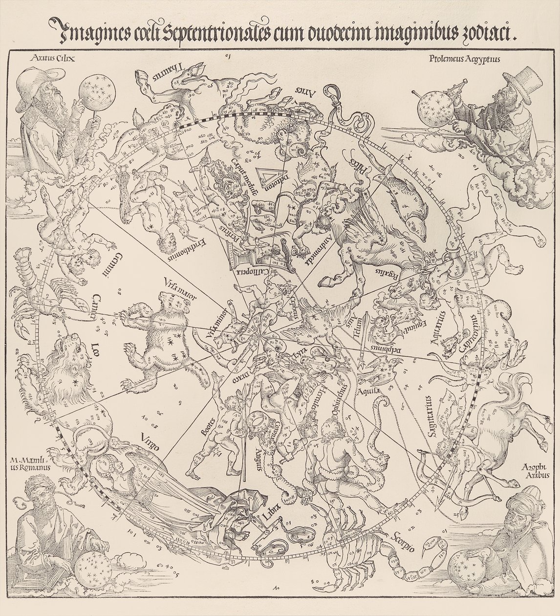 O Mapa Celestial - Hemisfério Norte, 1515., 1515. de Albrecht Dürer