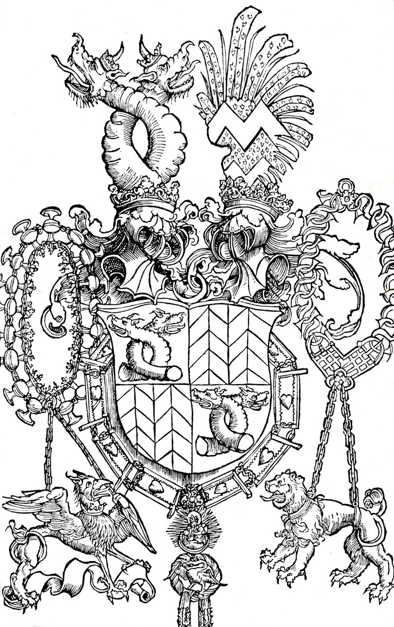 O brasão de armas de Florian Waldauf, 1500 1906 de Albrecht Dürer