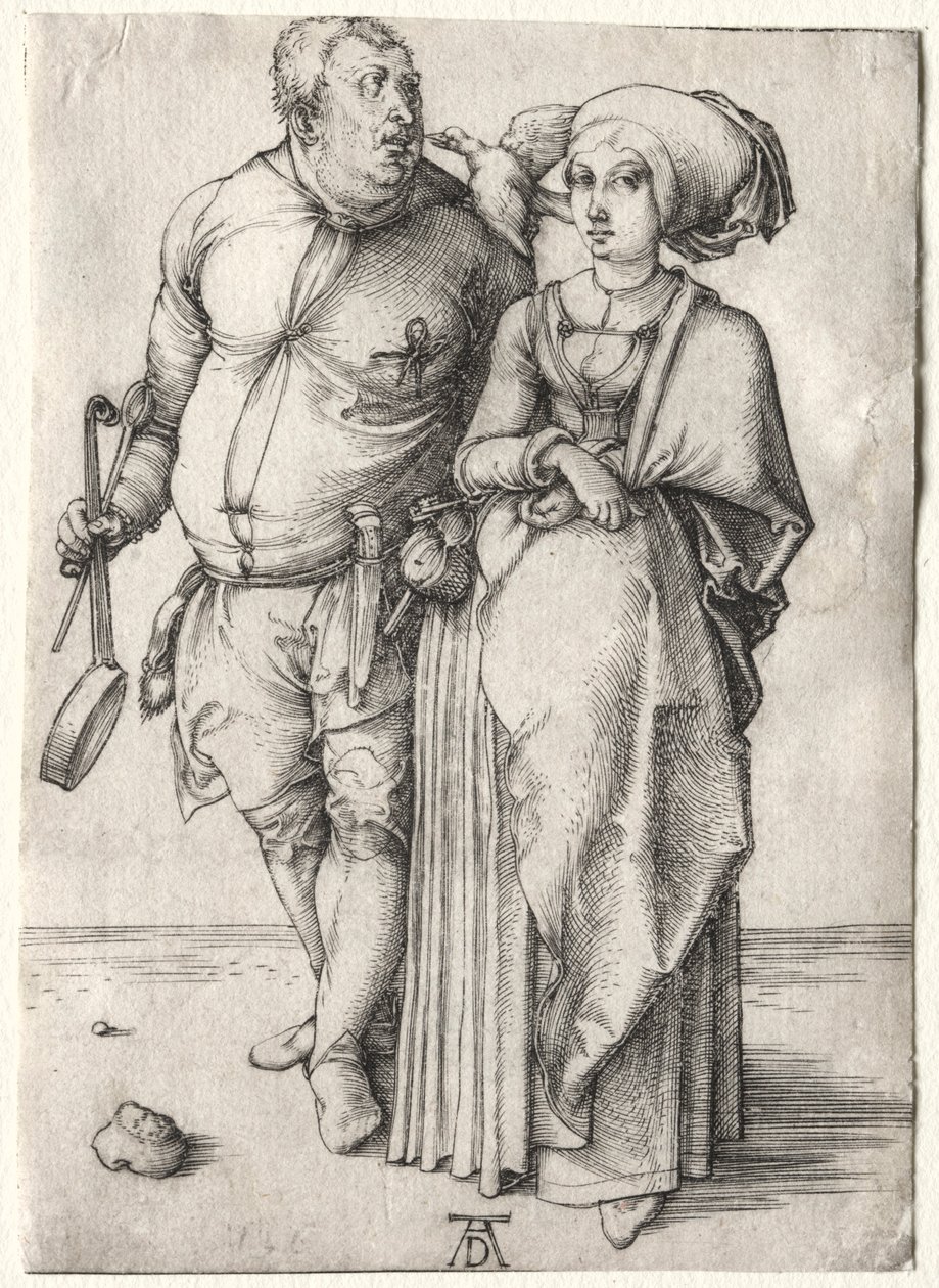 O cozinheiro e sua esposa, provavelmente 1497. de Albrecht Dürer