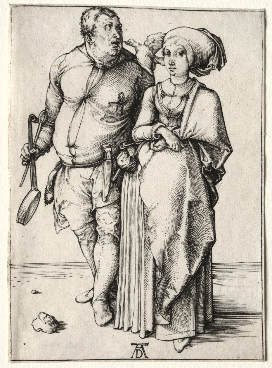 O cozinheiro e sua esposa, provavelmente 1497. de Albrecht Dürer