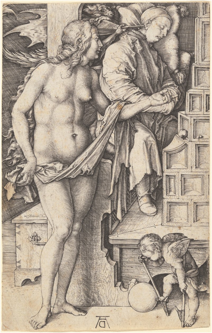 O sonho do médico (Tentação do ocioso) de Albrecht Dürer