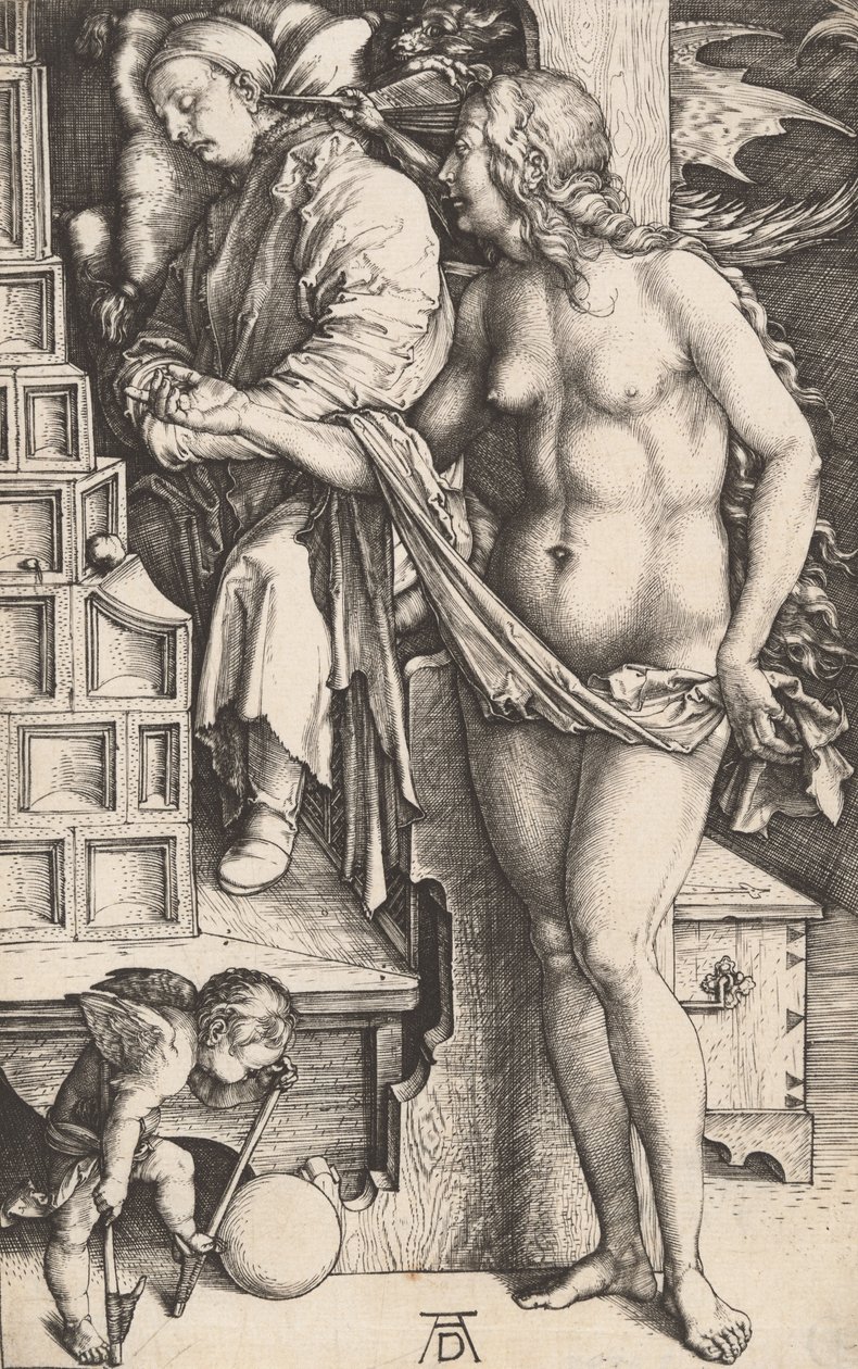 O Sonho do Doutor Tentação do Preguiçoso, 14981499. de Albrecht Dürer