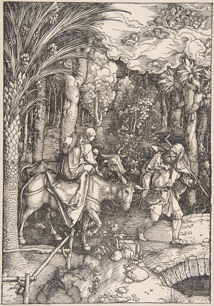 A Fuga para o Egito, de A Vida da Virgem, Edição Latina, 1511, 1511. de Albrecht Dürer