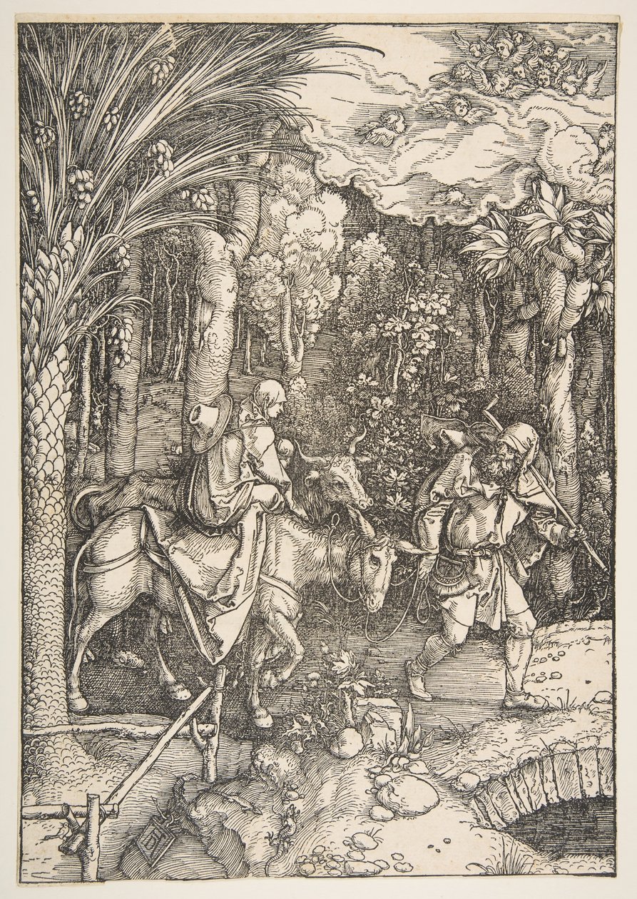 A Fuga para o Egito, de A Vida da Virgem, da Edição Latina, 1511. de Albrecht Dürer