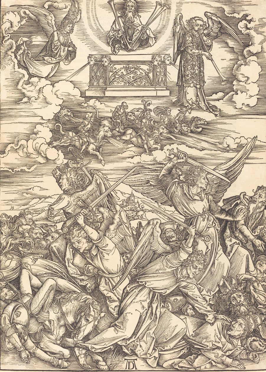 Os Quatro Anjos Vingadores, provavelmente c. 14961498. de Albrecht Dürer