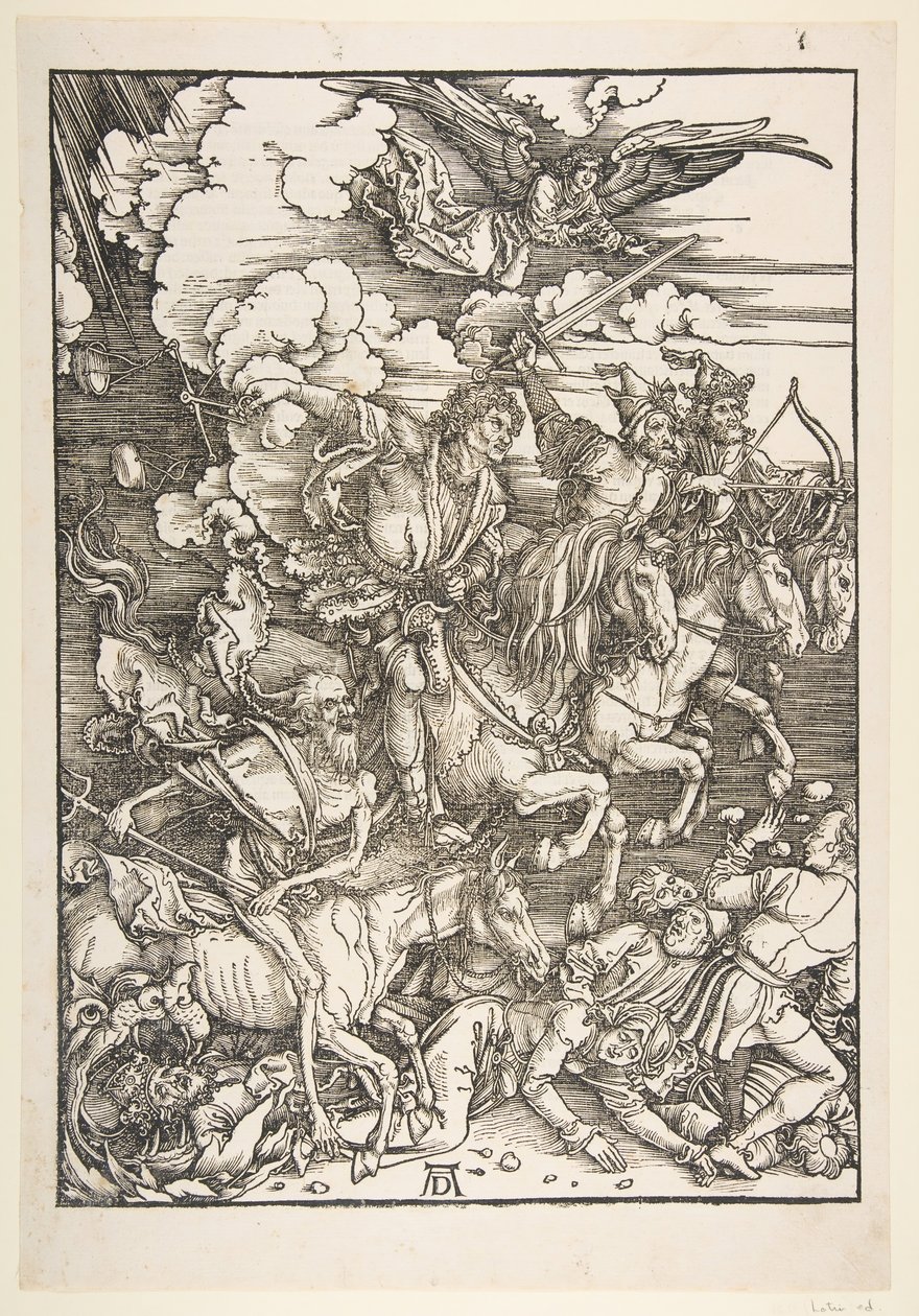 Os quatro cavaleiros, de The Apocalypse, Latin Edition, 1511, ca. 1511 de Albrecht Dürer
