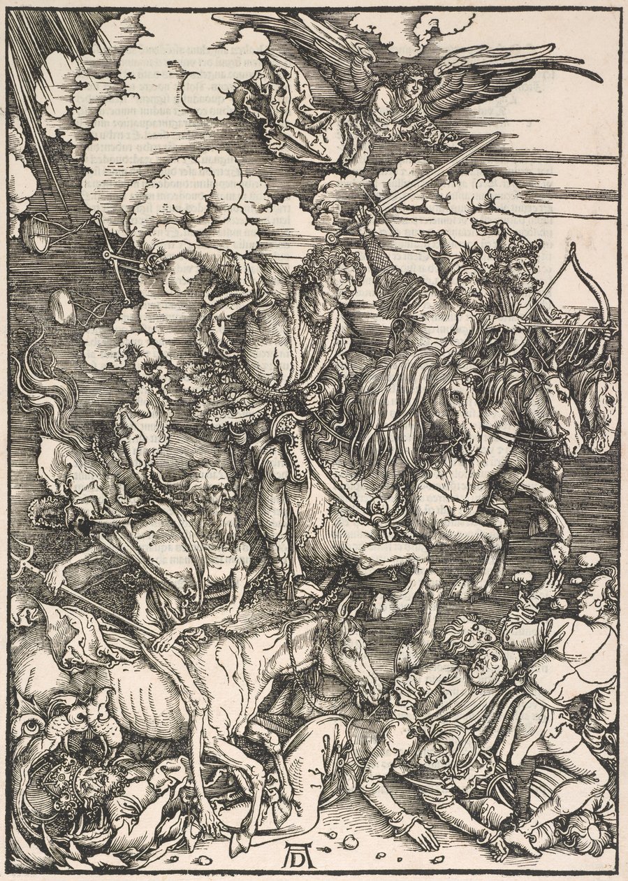 Os quatro cavaleiros, do apocalipse de St. John, 1497-98 de Albrecht Dürer