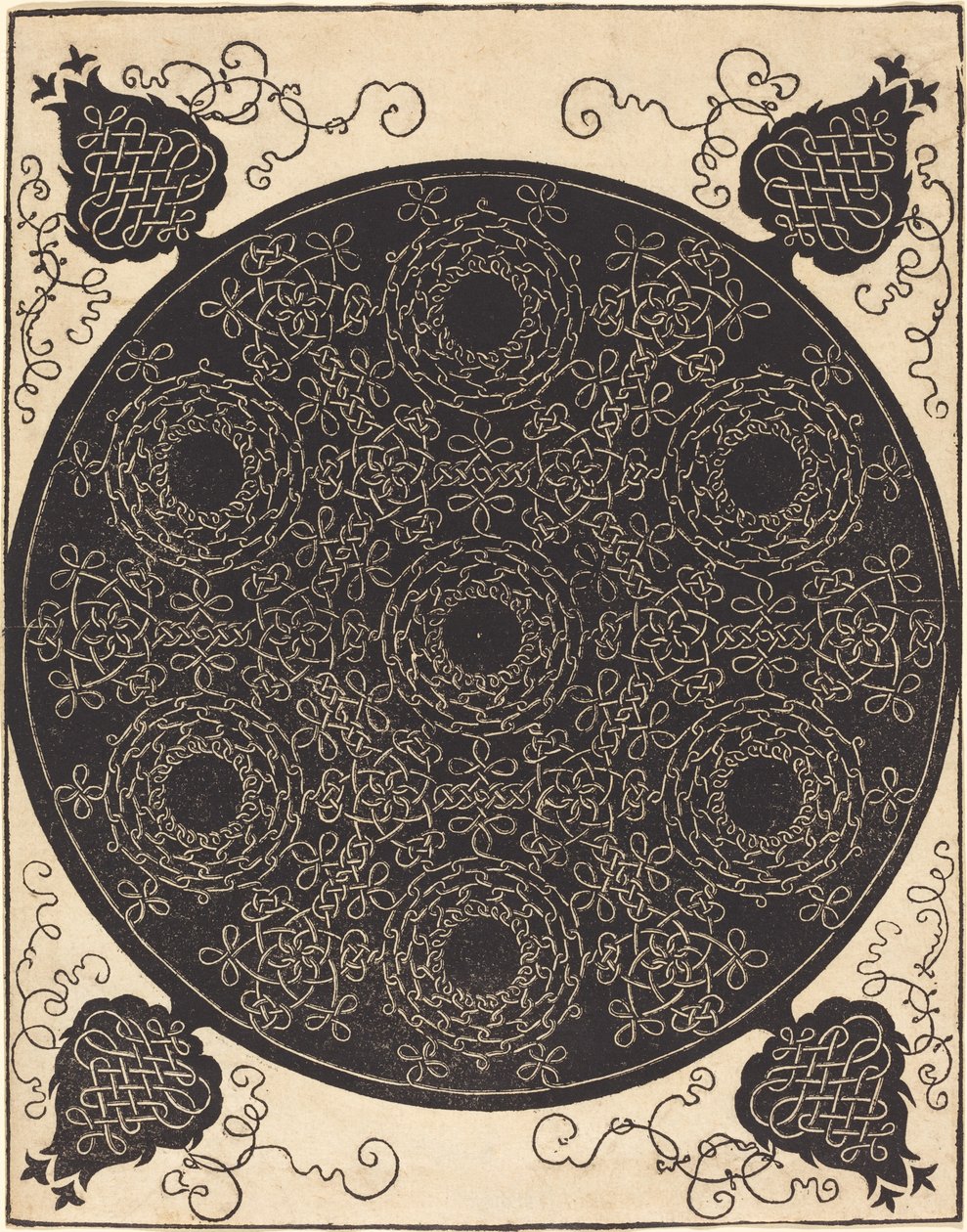 O Quarto Nó (combinando sete grupos circulares de nós com centros pretos) de Albrecht Dürer