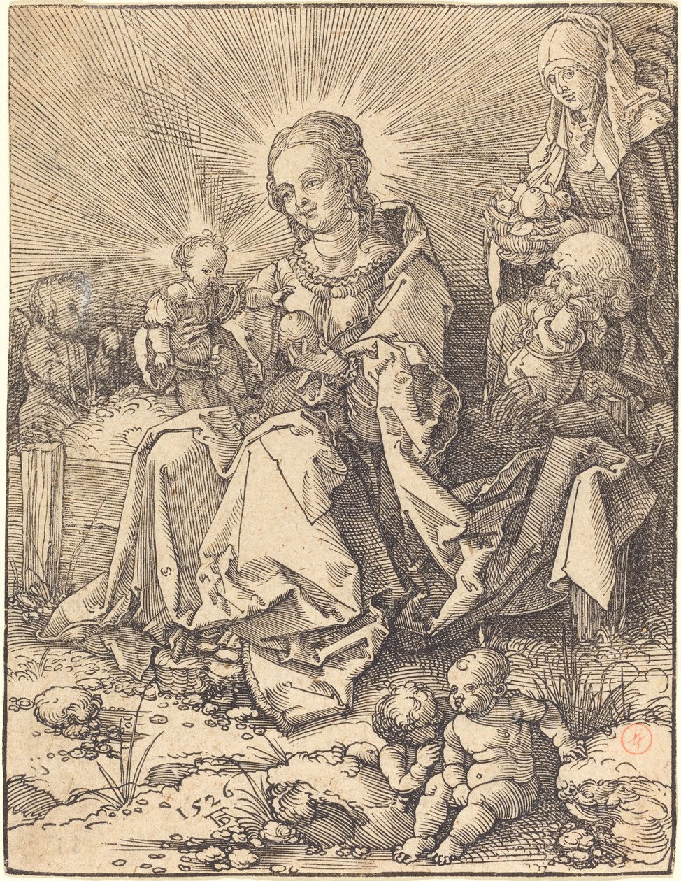 A Sagrada Família em um banco gramado de Albrecht Dürer