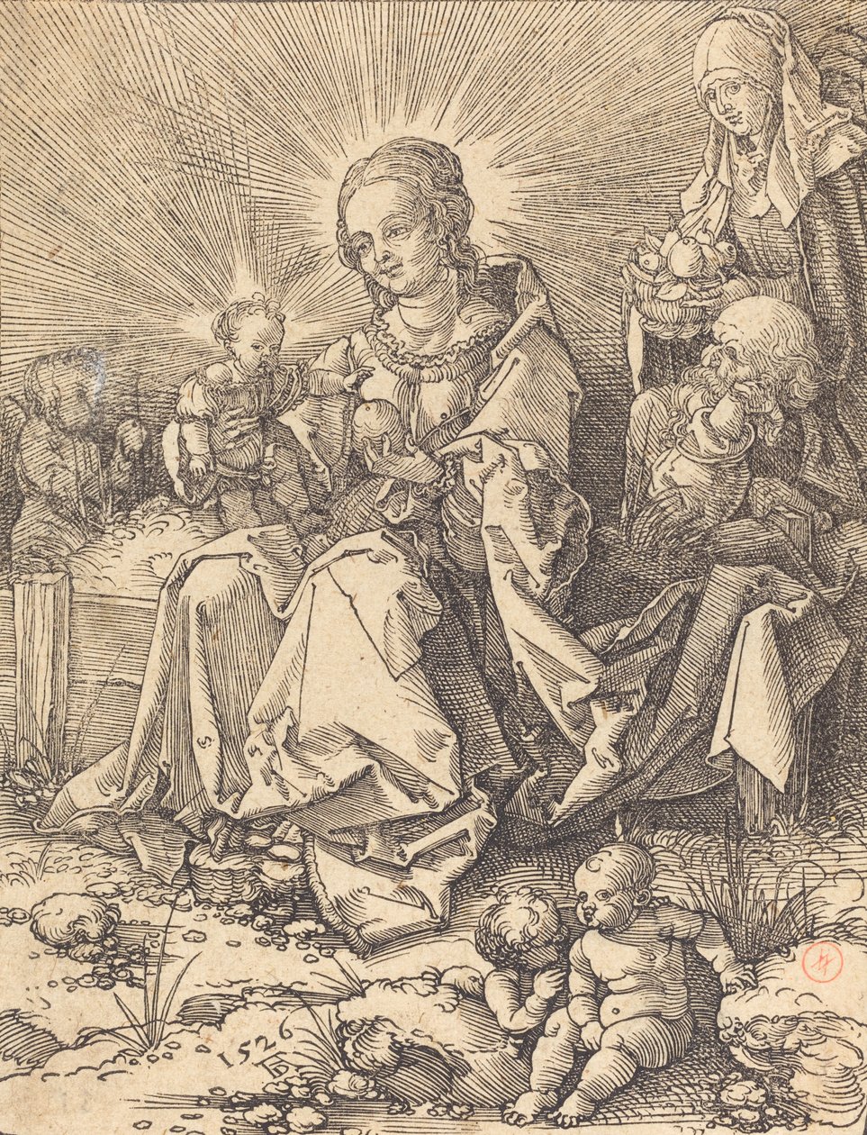 A Sagrada Família em um banco gramado, 1526. de Albrecht Dürer