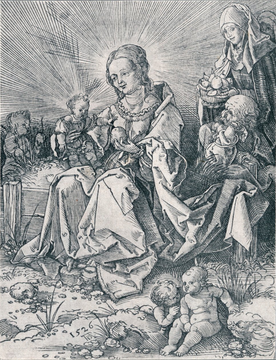 A Sagrada Família em um banco gramado, 1526 1906 de Albrecht Dürer