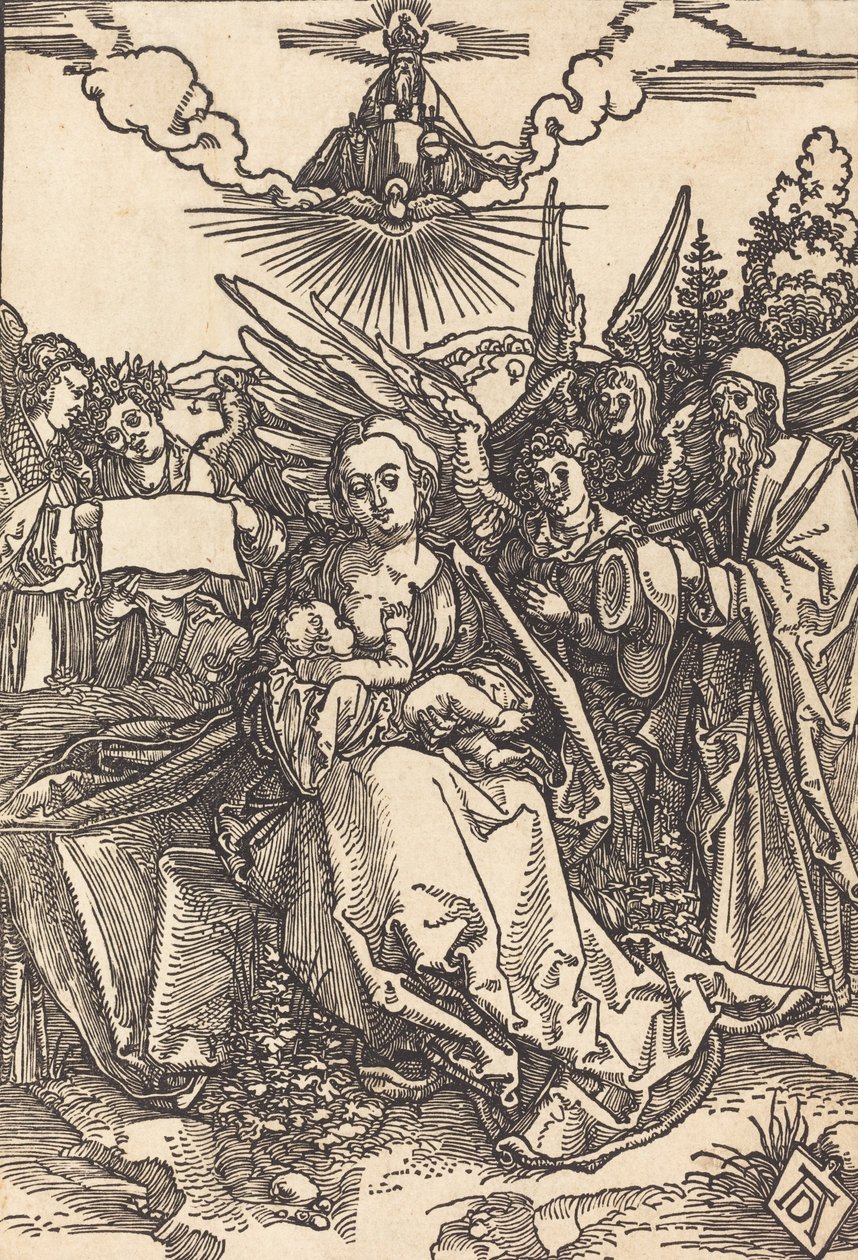 A Sagrada Família com Cinco Anjos, em ou antes de 1505. de Albrecht Dürer