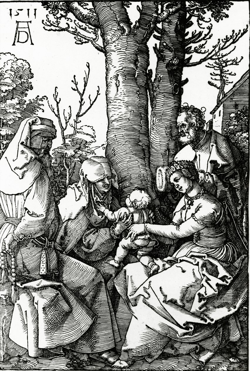 A Sagrada Família com Santa Ana e São Joaquim, 1511 (xilogravura) de Albrecht Dürer
