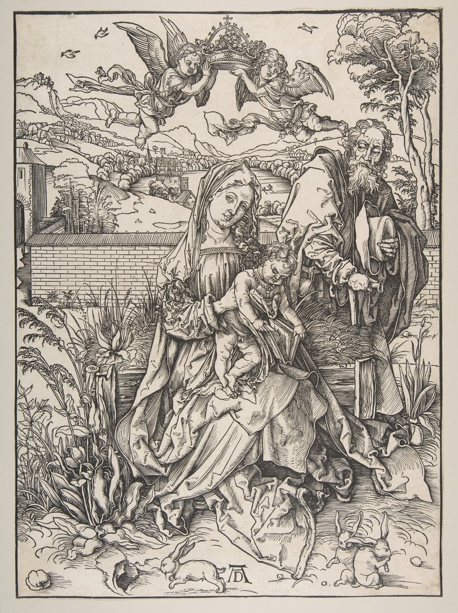 A Sagrada Família com Três Lebres, ca. 1497-98. de Albrecht Dürer