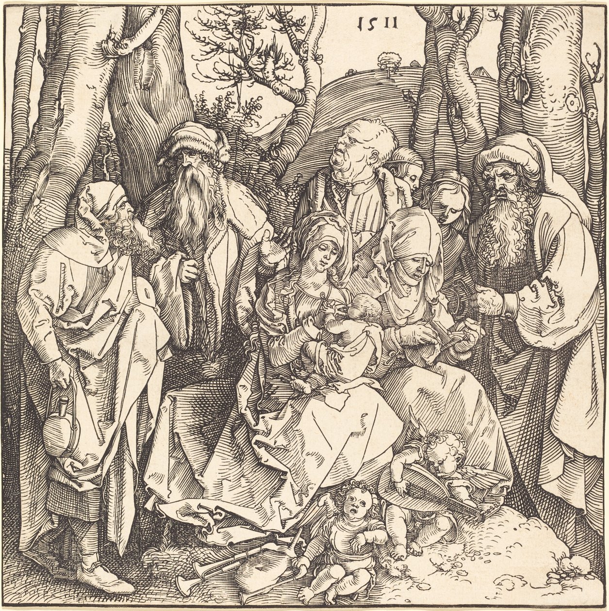 The Holy Family with Two Music-Making Angels de Albrecht Dürer